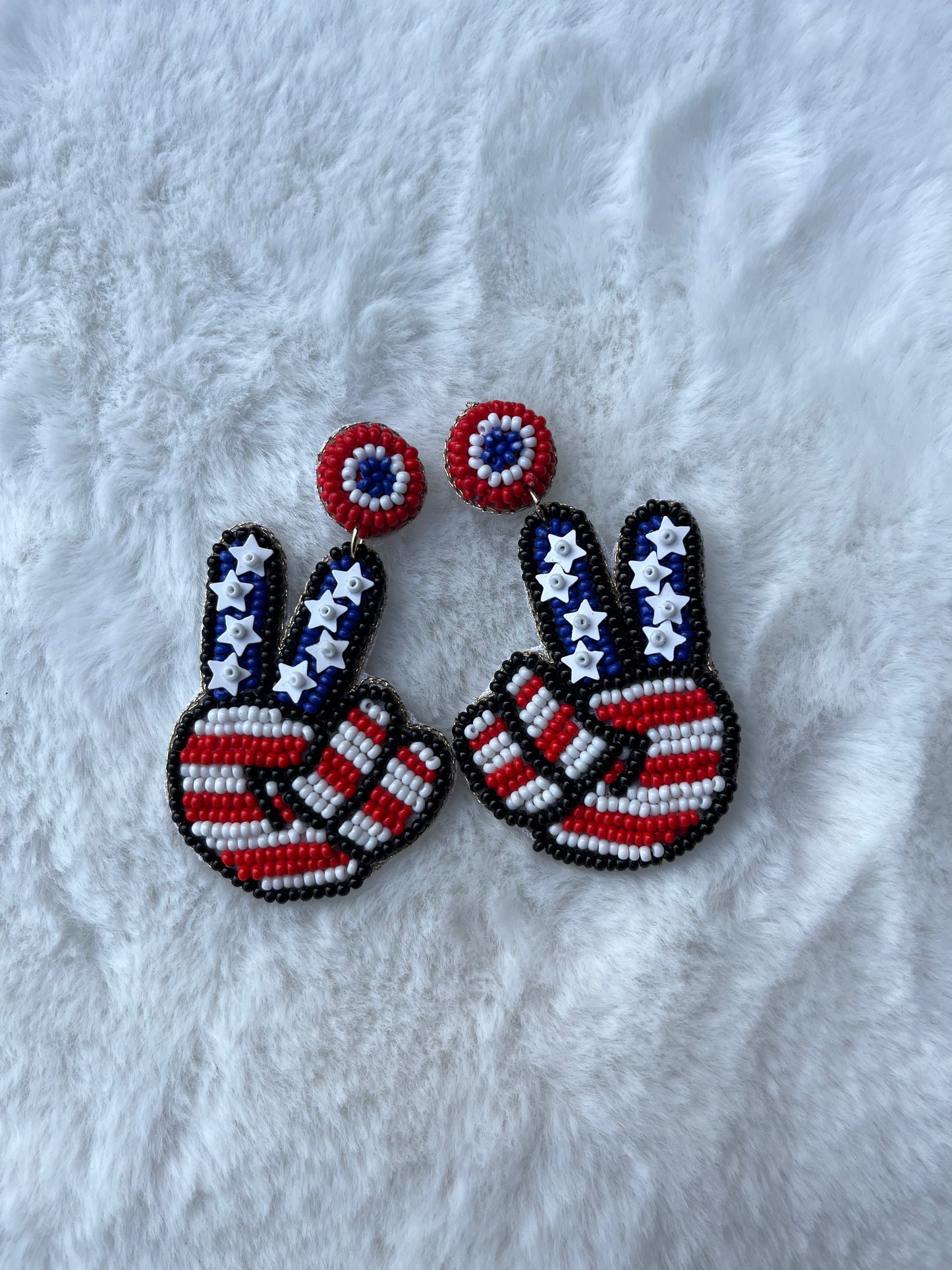 USA Peace Sign Seed Bead Earrings image 0