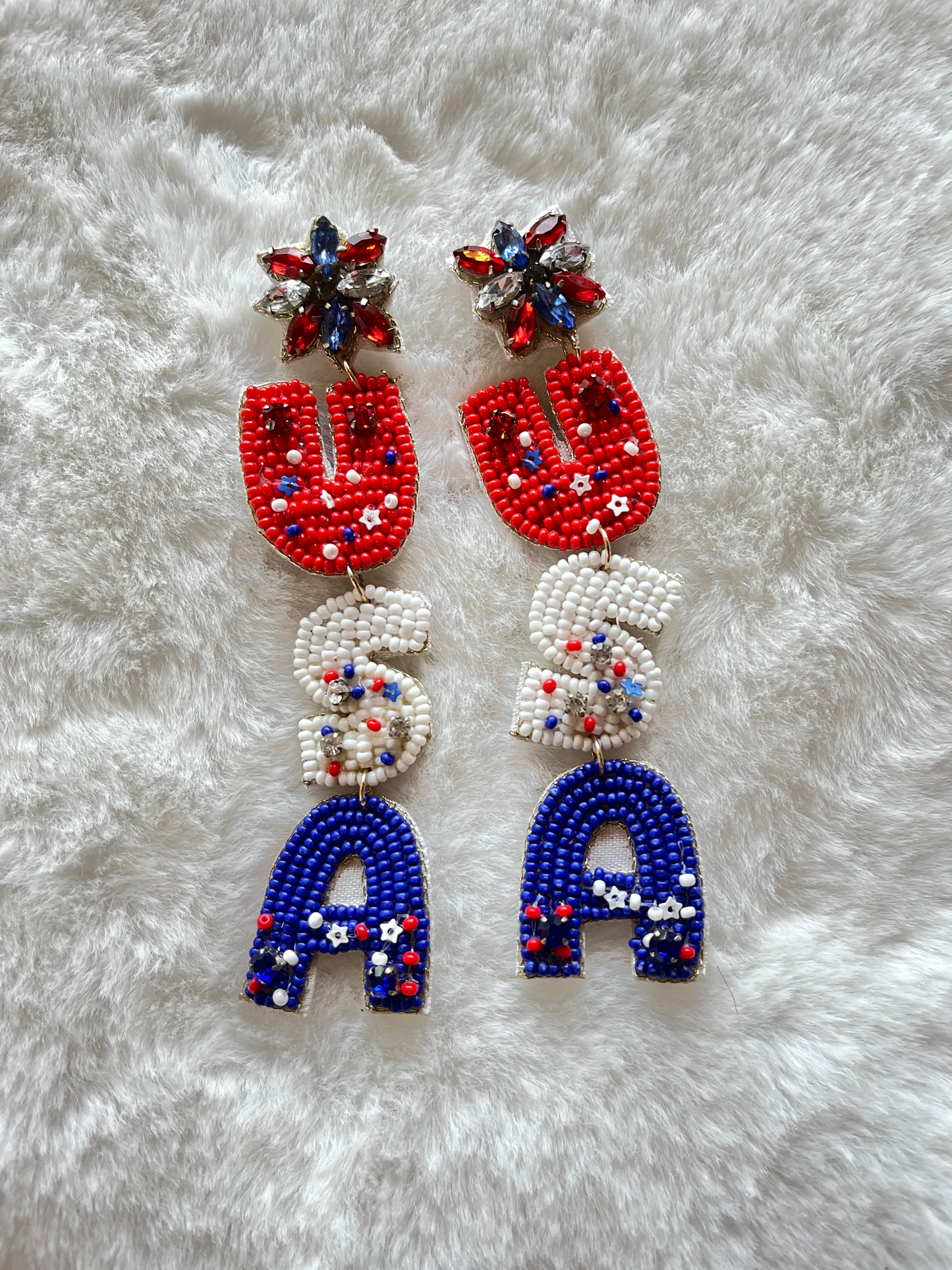 USA Seed Bead Earrings image 1