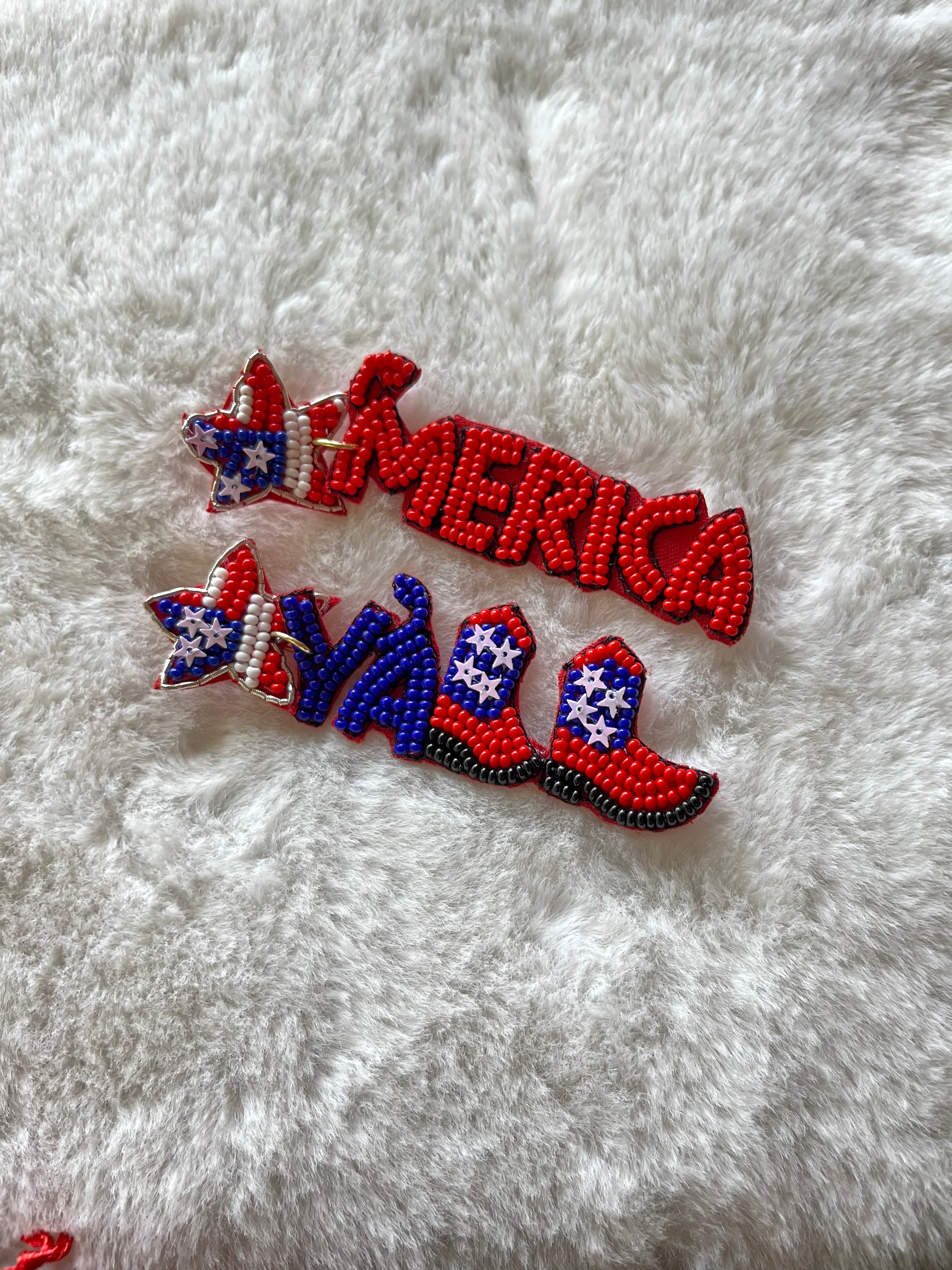 USA ‘merica y’all Seed Bead Earrings image 0