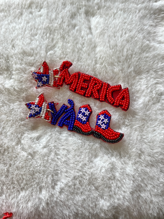 USA ‘merica y’all Seed Bead Earrings image 0