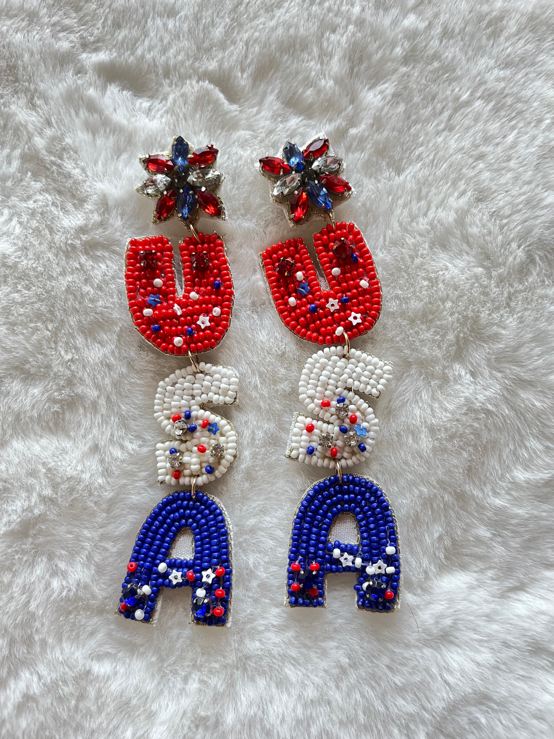 USA Seed Bead Earrings image 0