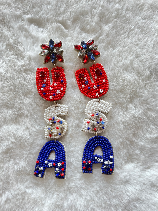 USA Seed Bead Earrings image 0